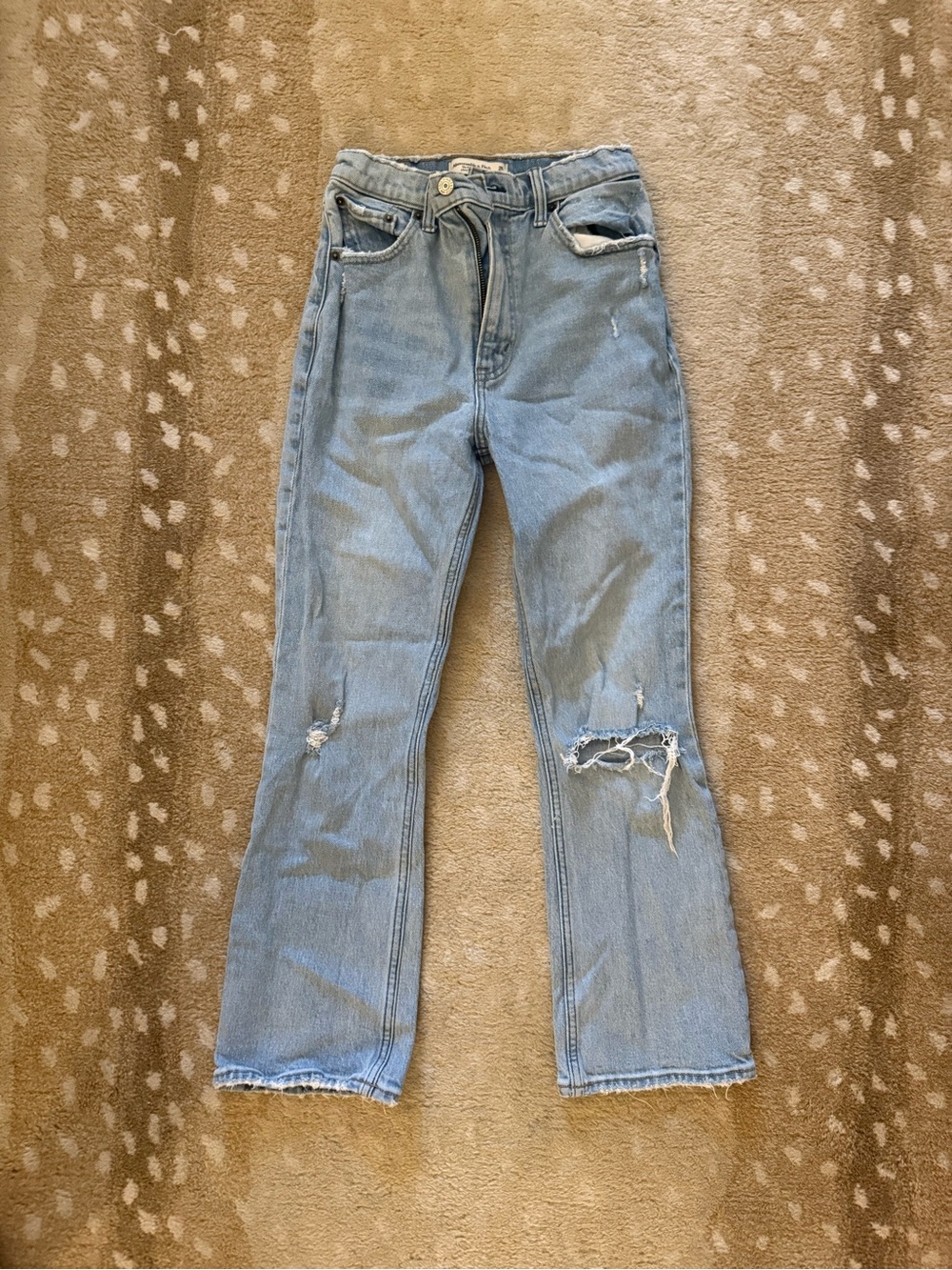 Abercrombie & Fitch Ultra High Rise Kick Flare Distressed Ankle Jeans